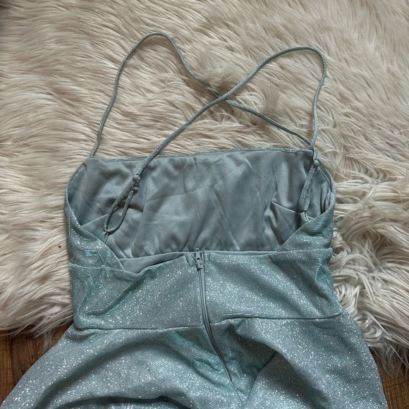 WINDSOR Violet Woven Glitter Party Dress In Minty Blue - Picture 6 of 7